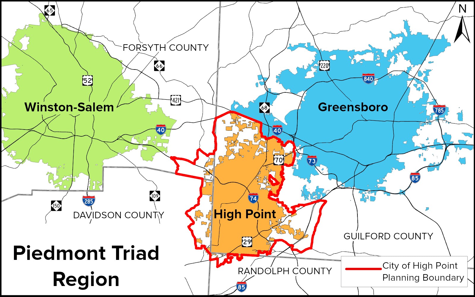 NC Triad service area map